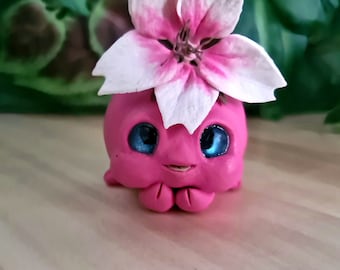 Simpatiche figurine di scultura d'arte in argilla decorazione kawaii creatura fantasy amico da scrivania amico personaggio adorabile fiore di ciliegio regalo cottagecore