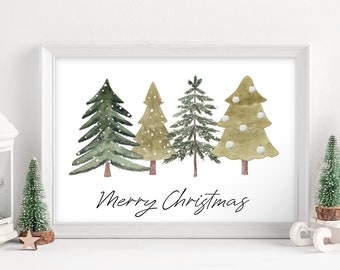 Merry Christmas Wall Art Print Christmas Print Christmas | Etsy