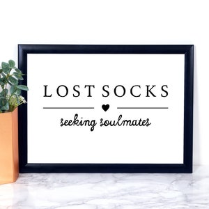 Lost Socks Print, Wall Art Print, Kitchen Print, Home Decor, Utility Room Print, Laundry Room Decor, Kitchen Art Work,
