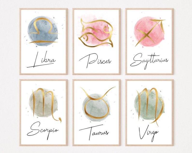 Star Sign Print Zodiac Wall Art Star Sign Wall Art Home Etsy