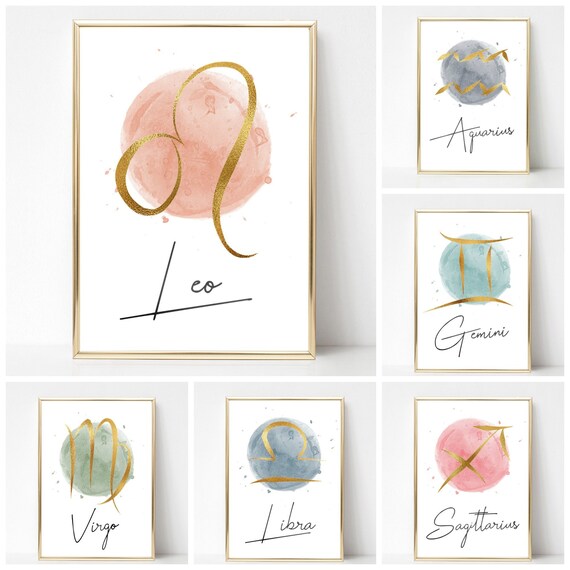 Star Sign Print Zodiac Wall Art Star Sign Wall Art Home Etsy