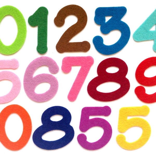 Felt Numbers, 2 Inch Felt Die Cuts for Crafting & Sewing, 1 mm Felt Cut Outs, Numbers 0 to 9