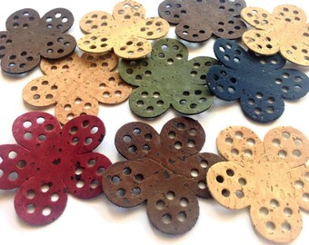 Flower Die Cut, Cork Fabric Flower Applique for Crafts and Sewing Projects