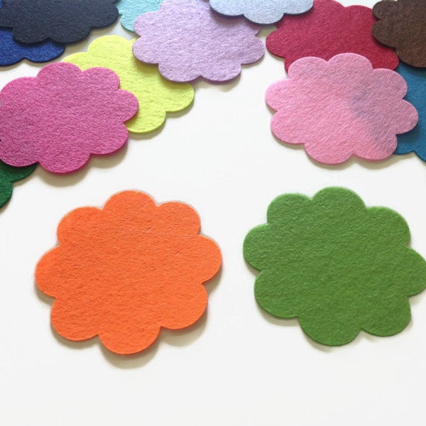 Large Felt Flowers, Die Cuts, Applique Flower Shapes for Sewing and Craft Projects in Vibrant Colors