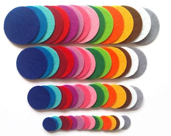 Felt Circles, Felt Die Cuts, Applique Circles for Sewing and Craft Projects, Different Sizes and Colours Available, Pack of 50