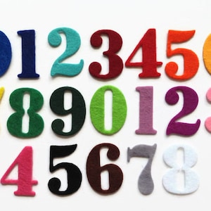 Números de feltro cortados, recortes de feltro para artesanato e costura, formas de feltro, pacote de 1&quot; de altura de 0 a 9 números em uma escolha de cores