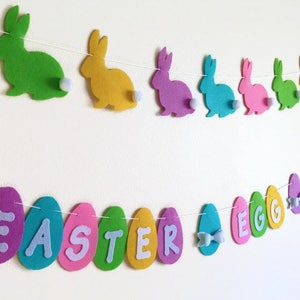 Easter Bunny Rabbit Garland Decoration, Easter Felt Banner, Handmade ...