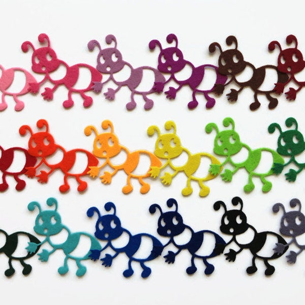 Ant Die Cut, Cute Felt Ant Applique Shape for Sewing and Craft Projects in Vibrant Colors, Pack of 10