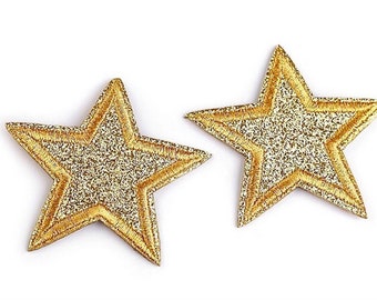 Glitter Star Iron On Patch, Grande Applique Brodée