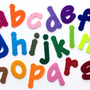 Letras del alfabeto de fieltro, letras minúsculas de 2 pulgadas - ¡Elige tus colores! - Recortes de fieltro, apliques de costura, suministros para manualidades