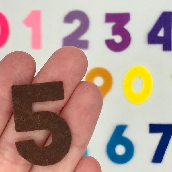 Felt Die Cut Numbers, 1 1/4 Inch Number Cut Outs for Crafting, Sewing & Learning,  Felt Shapes, Choice of Quantities and Colours