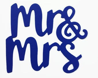 Mr & Mrs Die Cut, 4 Inches Excellent Quality Cardstock Paper Die Cuts for Cardmaking, Wedding Favors and Decorations