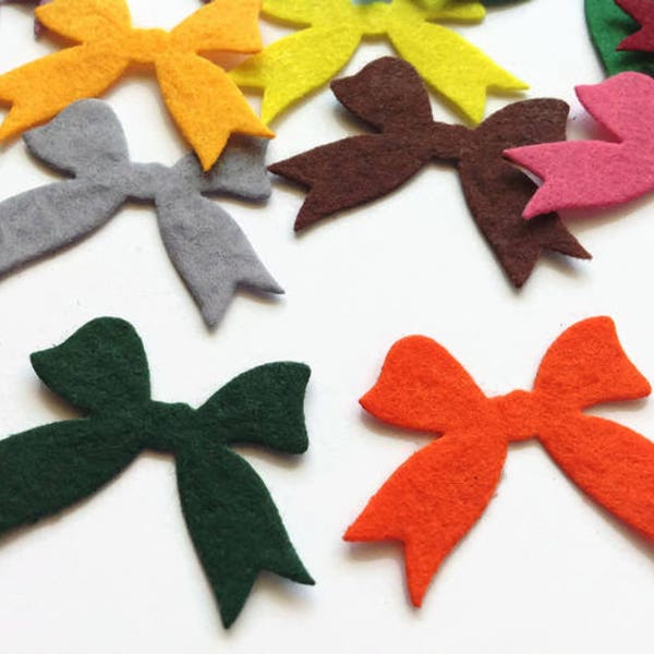 Felt Bow Die Cuts, Colourful Applique Bows for Sewing and Craft Projects, Pack of 10