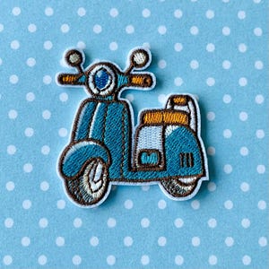 Iron On Vintage Motorcycle, Moped Decorative Patch, Embroidered Appliqué
