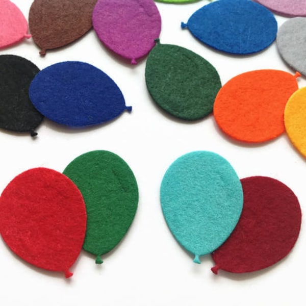 Felt Balloon Cut Outs, Party Balloons for Decorations, Sewing and Craft Projects, Choose Quantity and Colors!