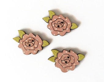 Boutons roses roses, embellissements de fleurs, boutons floraux, pack de 3