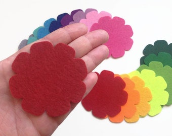 Flowers Die Cuts, Large Felt Flower, Applique Flower Shapes for Sewing and Craft Projects in Vibrant Colors