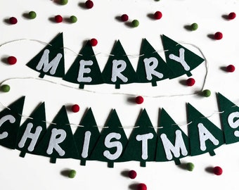 Mudder Weihnachts-Girlande Mit Lichtern, Filz-Girlande Für Feiertage, Stechpalme Und Beeren
