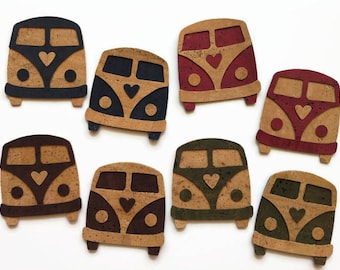 Campervan Die Cut, Fully Assembled Fabric Cork Camping Car Applique for Sewing & Craft Projects, Travel Trailer Lover