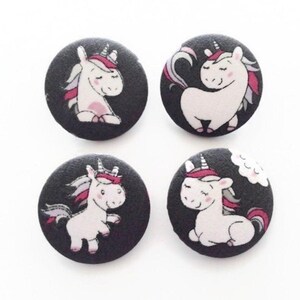 Unicorn Buttons, Craft Buttons, Size 38mm, Set of 4