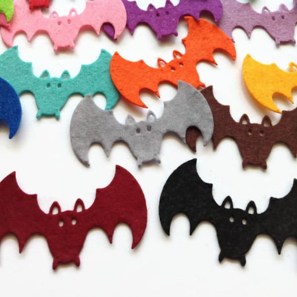 Bat Die Cut, Felt Bats for Halloween and Spooky Decorations, Pack of 10