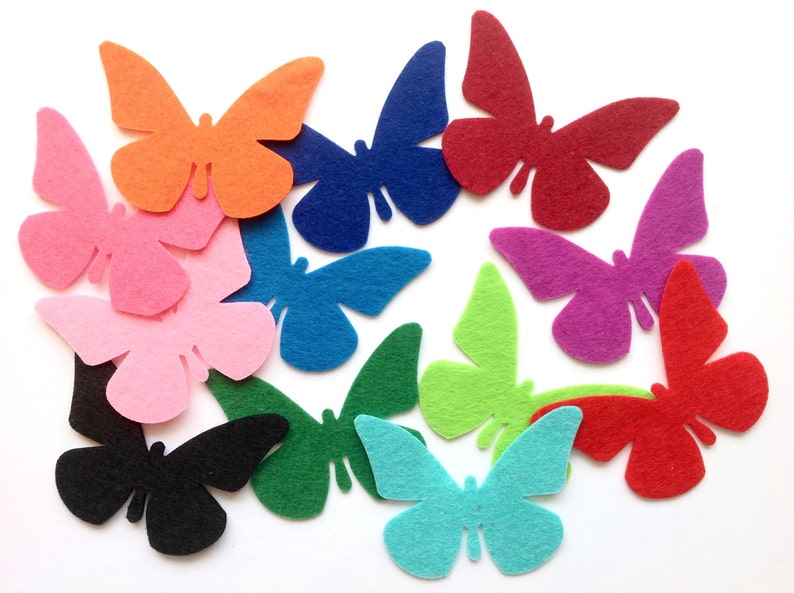 Felt Butterflies Cut Outs, Butterfly Applique for Sewing and Craft Projects Choose Your Colors and Quantities image 1