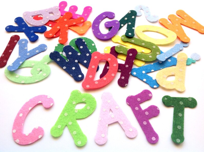Polka Dot Felt Die Cut Letters 2 Alphabets 52 Pieces 2 Etsy