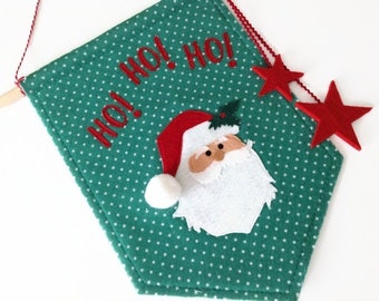 Santa Claus Felt Banner, Handmade Christmas Decoration, Santa Sign, Xmas Home Decor, Christmas Party Banner