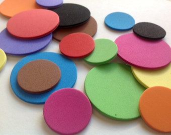 Sticker Circle Die Cuts, Self-Adhesive EVA Foam Circles for Kids and Craft Projects, Pack of 50, Choose Size and Colour