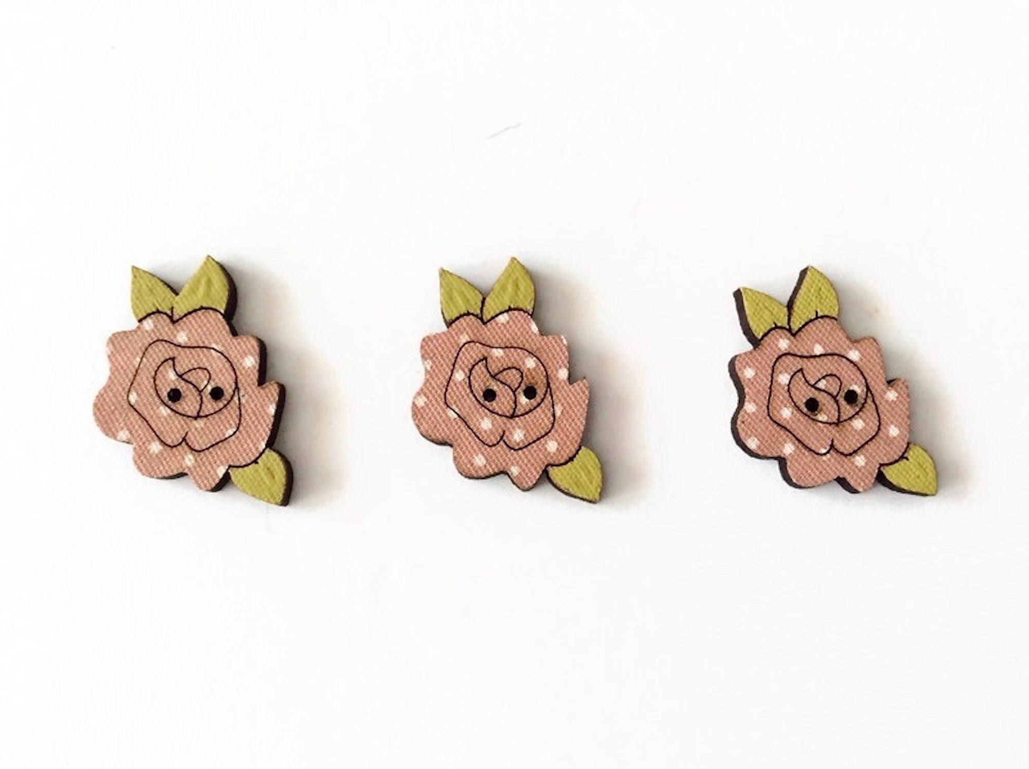 Pink Rose Buttons Flower Embellishments Floral Buttons Pack Etsy