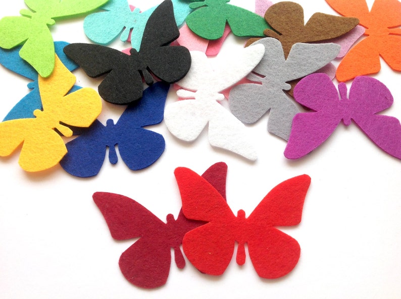 Felt Butterflies Cut Outs, Butterfly Applique for Sewing and Craft Projects Choose Your Colors and Quantities image 3