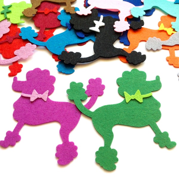 Felt Dogs, Felt Poodle Die Cut , Cute Applique Dogs for Sewing and Craft Projects in Vibrant Colors, Pack of 2