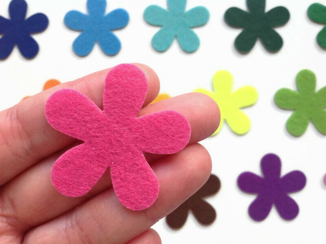 100 Stück Filz Blüten Aufkleber - Bunte Stoff Blümchen Für Basteln, DIY Und Karten