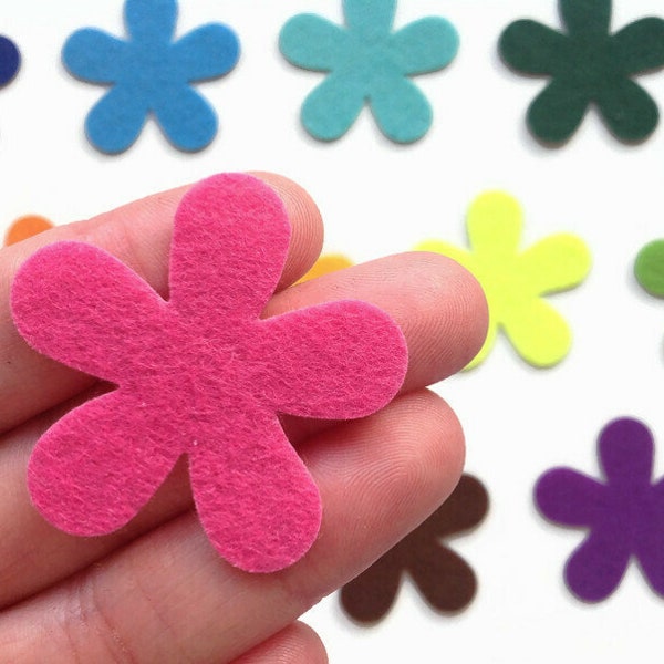 Felt Flowers Die Cuts, Applique Flower Shapes for Sewing and Craft and Kids Projects in Vibrant Colors