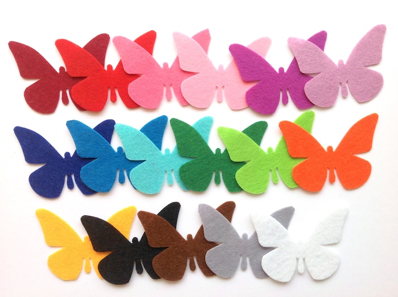 Felt Butterflies Cut Outs, Butterfly Applique for Sewing and Craft Projects Choose Your Colors and Quantities image 2