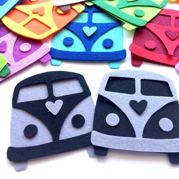 Campervan Die Cut, Felt Campervan Applique for School & Craft Projects, Fully Assembled