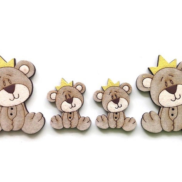 Boutons Lion, Jungle Safari Grands Boutons Bois, Bébé Lion, Cub, Boutons Décoratifs Dos Plat, Lot de 4