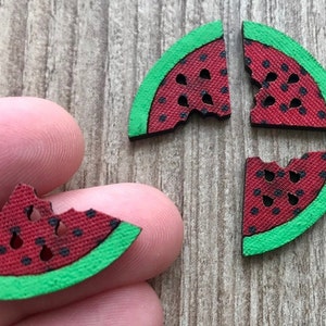 Watermelon Buttons, Food Buttons, Fruit Embellishment, Set of 4