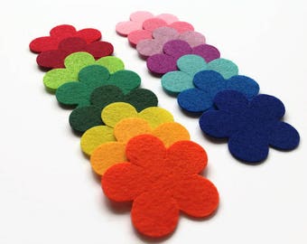 Felt Flowers, Die Cuts, Applique Flower Shapes for Sewing and Craft Projects in Vibrant Colors