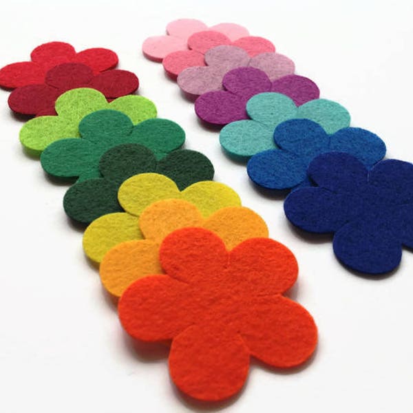 Felt Flowers, Die Cuts, Applique Flower Shapes for Sewing and Craft Projects in Vibrant Colors