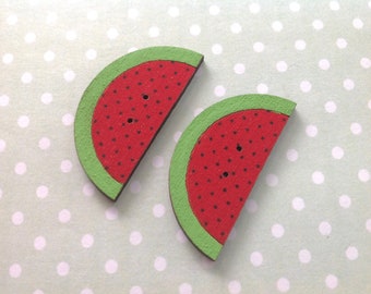 Botones de sandía, botones grandes, manualidades alimentarias, adornos de frutas, juego de 2