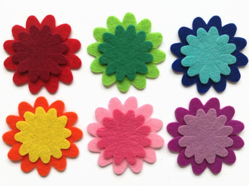 Felt Flowers Die Cuts Applique Flower Shapes for Sewing Etsy UK