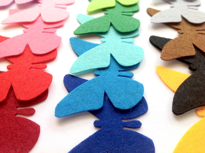 Felt Butterflies Cut Outs, Butterfly Applique for Sewing and Craft Projects Choose Your Colors and Quantities image 4