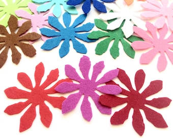 Large Felt Flowers, Die Cuts, Applique Flower Shapes for Sewing and Craft Projects in Vibrant Colors