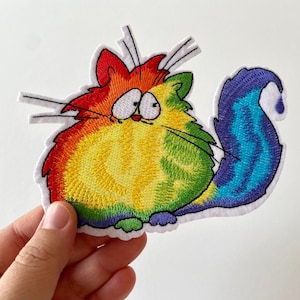 Iron On Cat Patch, Large Embroidered Cat Patch, Cat Lover, Kitten Patch