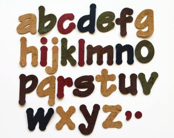 Cork Lertters, Lowercase Sew On Die Cut Letters, Cork Fabric Applique Letters for Sewing and Other Craft Projects