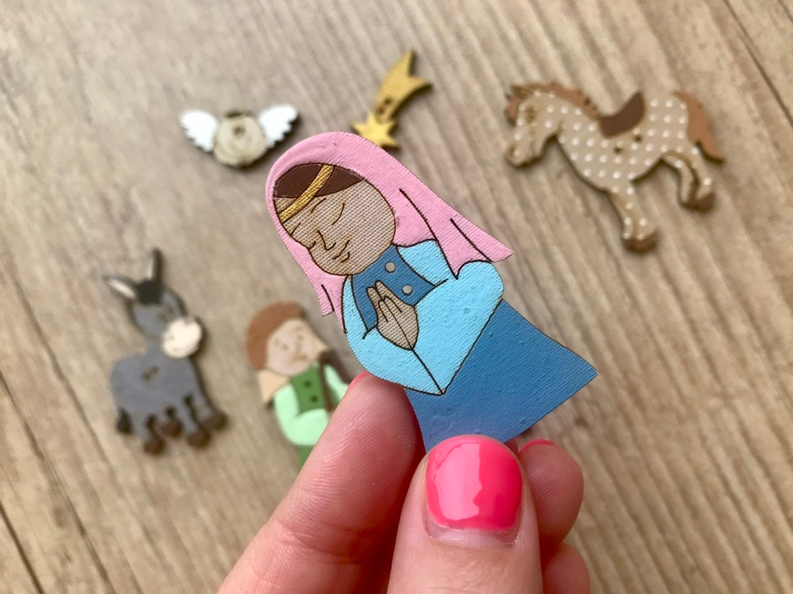 Large Nativity Buttons Christmas Crafts Mary Joseph Baby Etsy