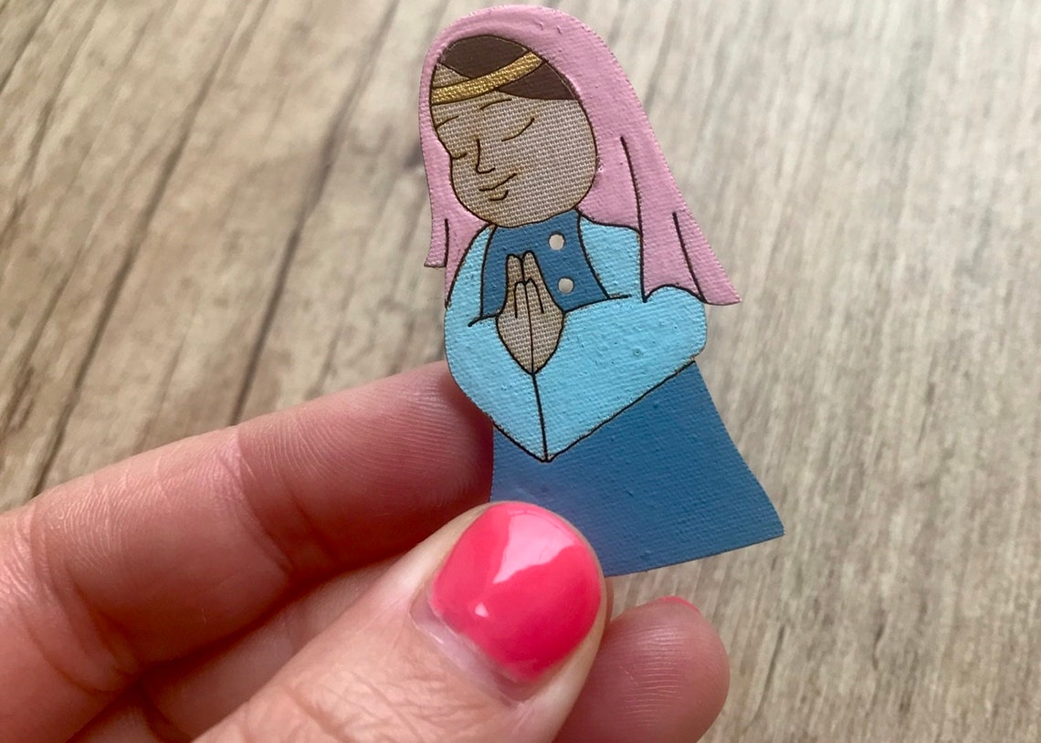 Large Nativity Buttons Christmas Crafts Mary Joseph Baby Etsy