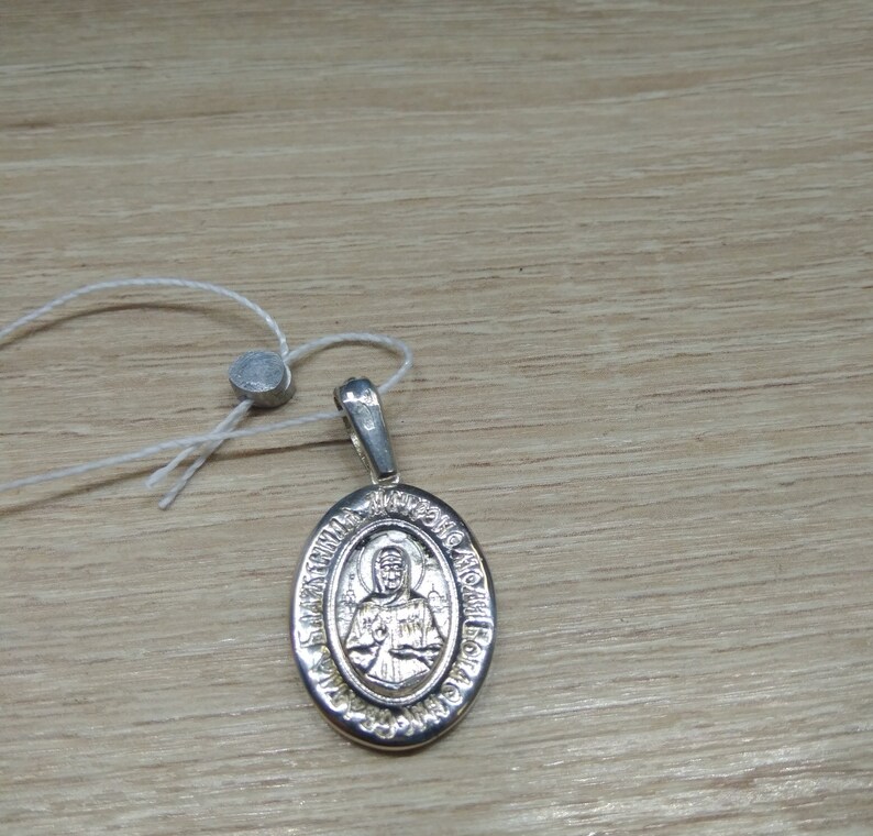 Matron Orthodox Necklace Zircon Patron Icon Amulet Protector Oval Medal Medalion Orthodox Silver 925 Pendant The Kazan Mother of God St