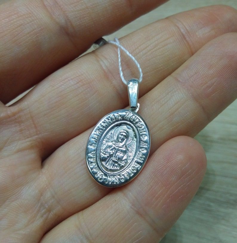 Matron Orthodox Necklace Zircon Patron Icon Amulet Protector Oval Medal Medalion Orthodox Silver 925 Pendant The Kazan Mother of God St